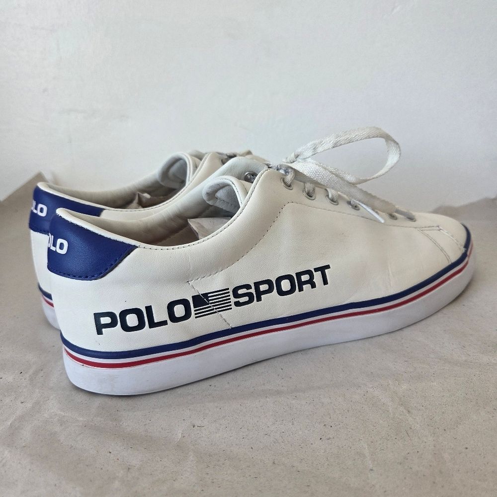 Ralph Lauren Polo Sport Longwood Sneakers White Leather American Preppy Men 11